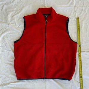 LL Bean Fleece Vest Polartec XL Zip Front Red